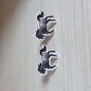 DAPPLE GREY HORSE STUD EARRINGS